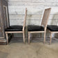Set of Black Leather and Cane Back Dining Chairs in the Colonial Style