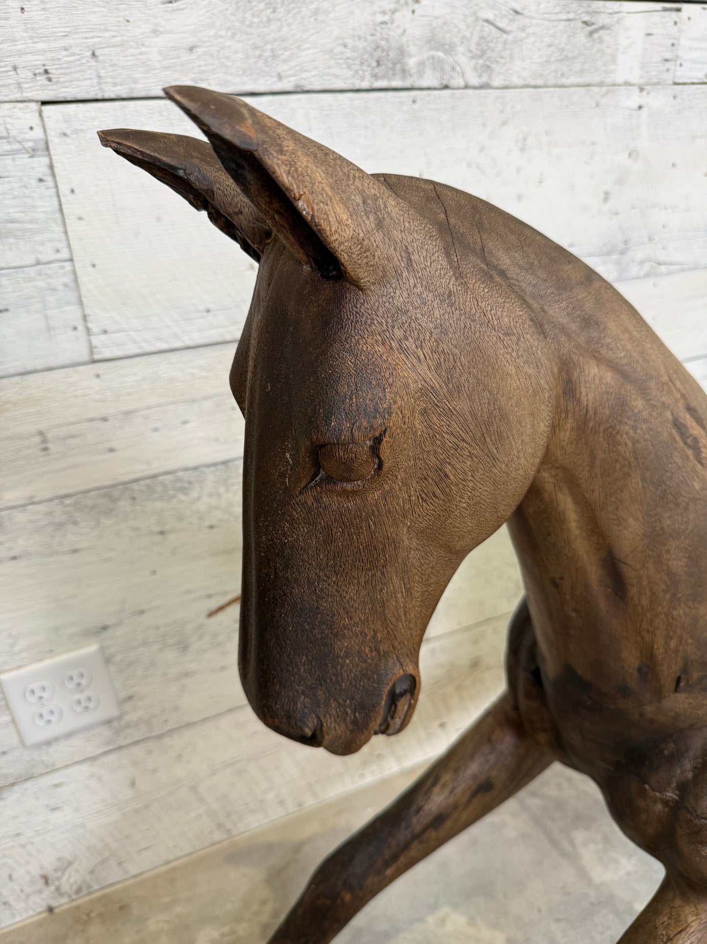 Hand-Carved Spanish Hardwood Horse Sculptures