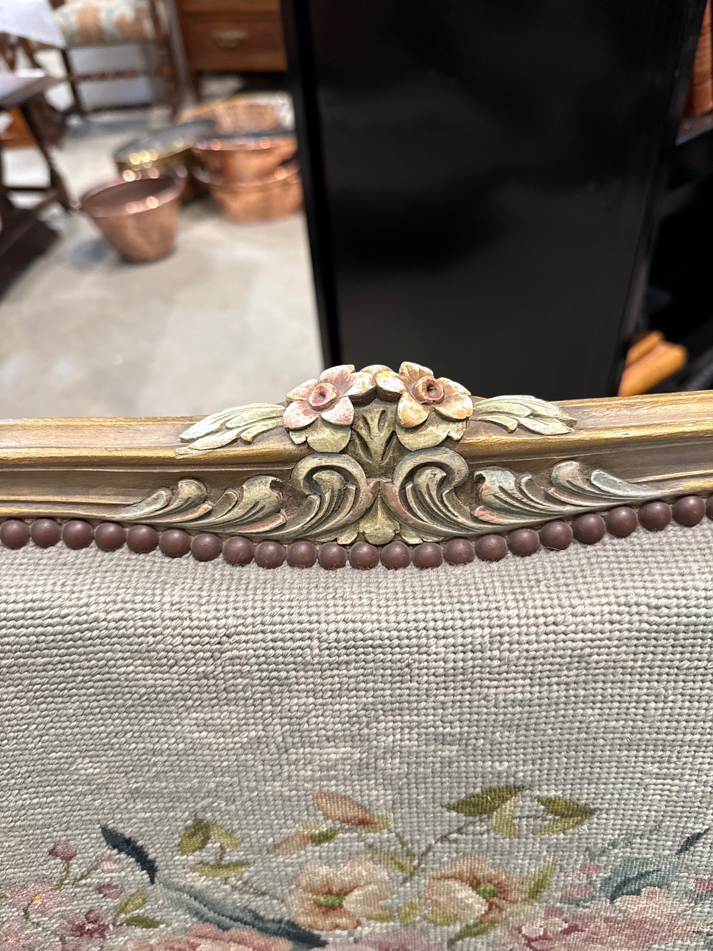 Louis XVI Needlepoint Chair and a Half or Setee