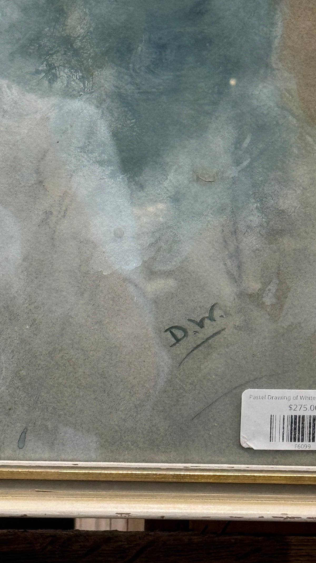 Pastel Drawing of White Dog Circa 1900