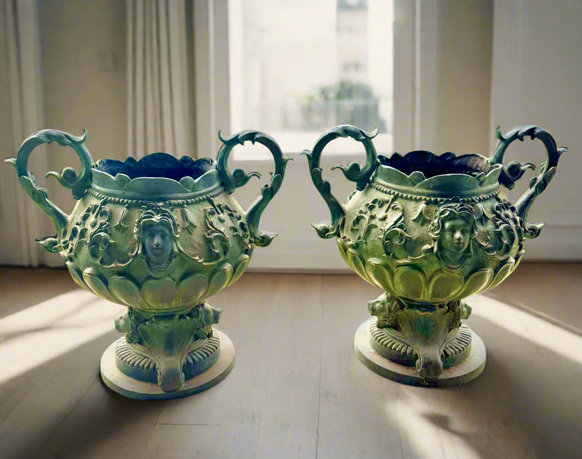 Green Bronze Urns