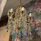 6 Arm Crystal Chandelier with Deep Blue Drops