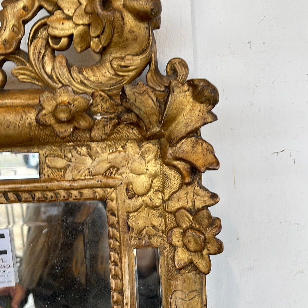 19th Century Gilded Floral Marriage Mirror