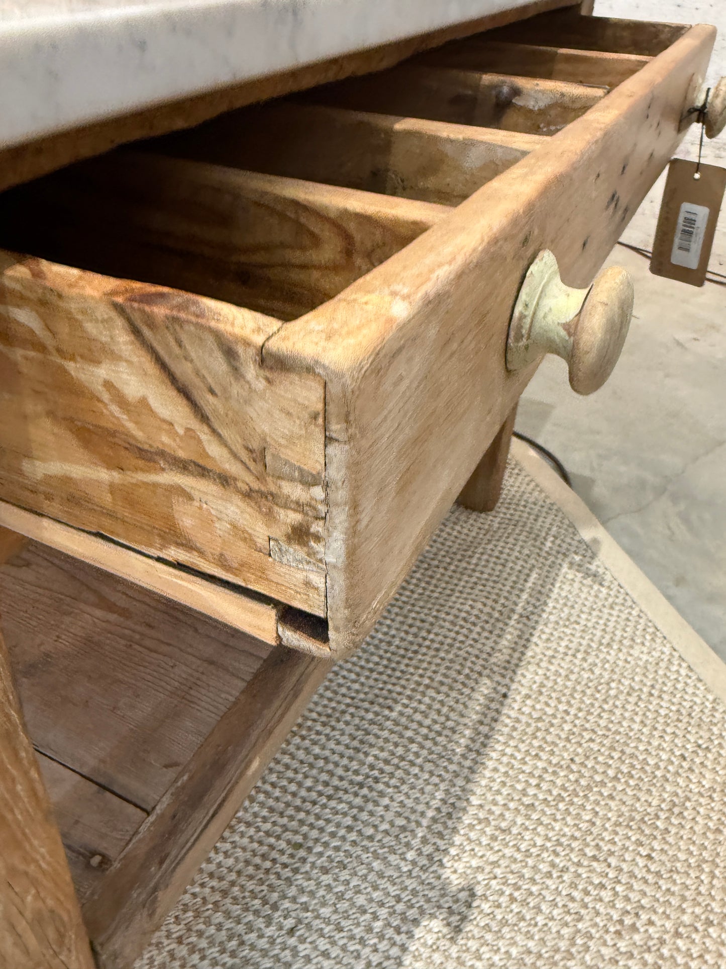 French Style Marble Top Console Table with Two Drawers
