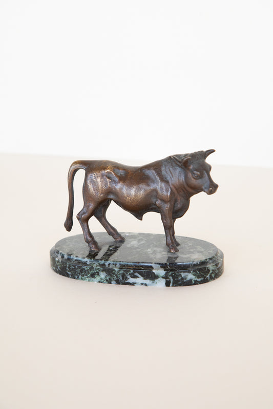Bronze Bull on Marble Stand