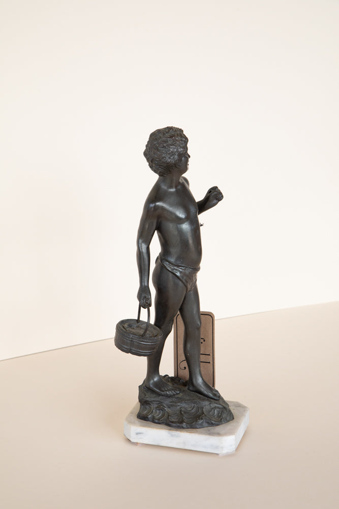 Paolo Uccello - Sculpture - Patinated Boy Fishing