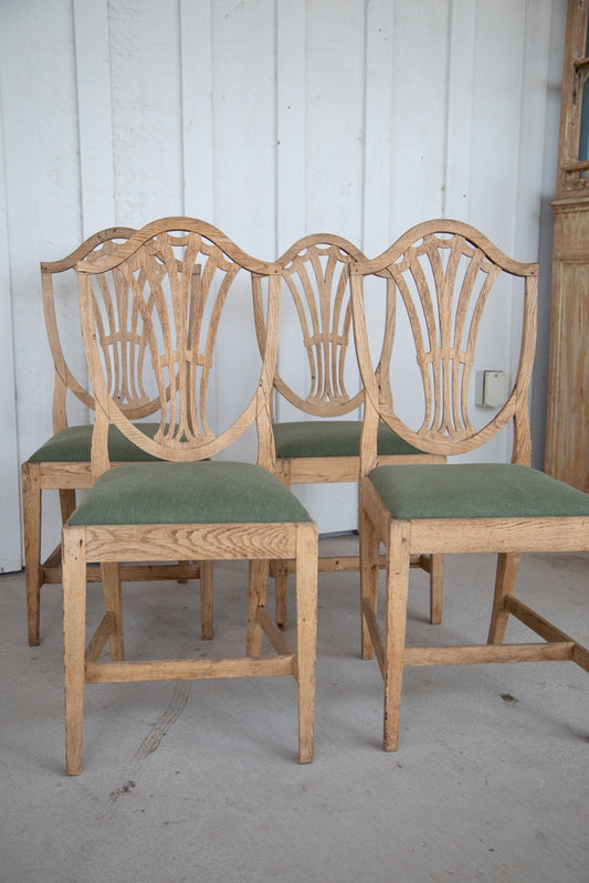 Bleached Oak Shield Back Dining Chairs - Set of 4