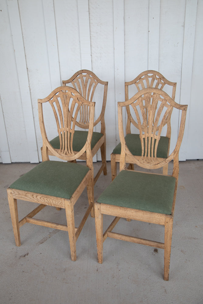 Bleached Oak Shield Back Dining Chairs - Set of 4