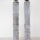 Pair Bleached Wood Carved Candle Stick - 2' Tall