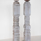Pair Bleached Wood Carved Candle Stick - 2' Tall
