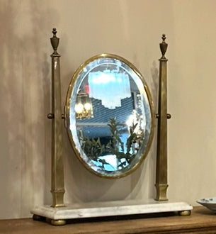 Hollywood Regency Oval Dressing Mirror with Gilt Frame