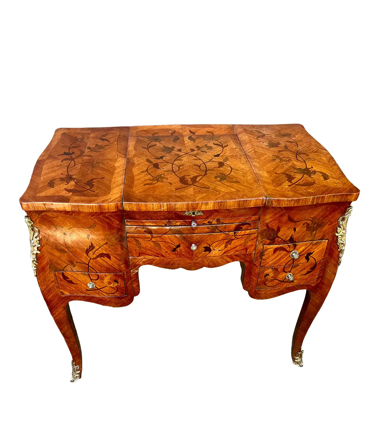 Louis XV Tulipwood, Kingwood, Maple and Holly Marquetry Coiffeuse, Late 19th Century