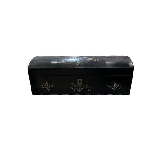 French Paper Mache Box with Mother of Pearl Inlay