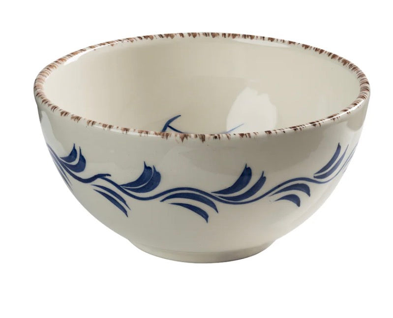 Casa Nuno Soup Bowl Blue White 3 Flowers and Vine
