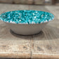 Small Italian Green Spongeware Bowl with White Glaze
