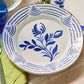 Casa Nuno Blue and White Dinner Plate, 3 Flower/Shell