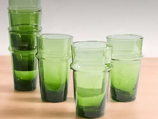 Large Moroccan Hand Blown Glass Green