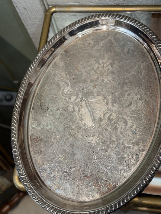 Silver Plated Oval Tray with No Handles