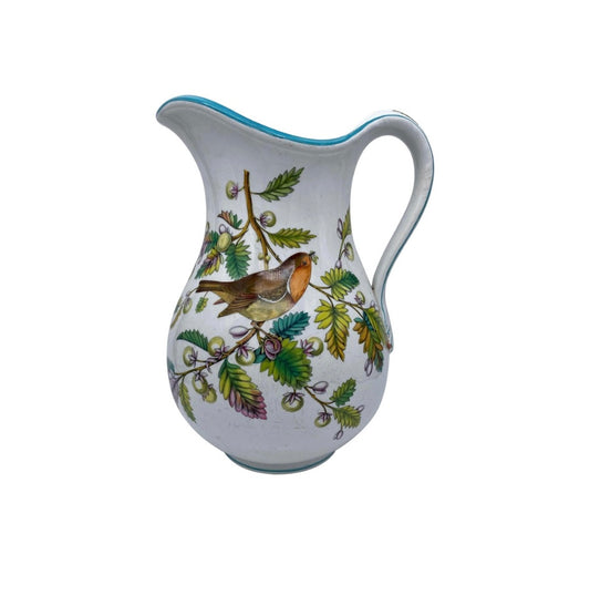 Antique English Water Jug in the Avis Pattern With Birds & Foliage, 19th Century