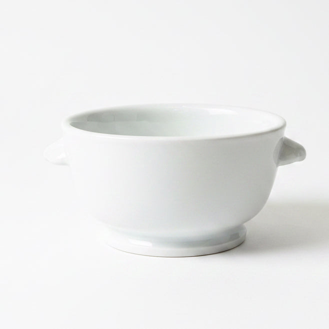 French Pillivuyt Porcelain Double-Handled Soup Bowl