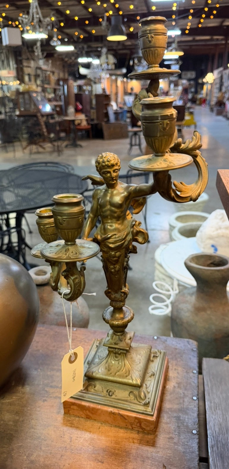 19th Century French Bronze Candelabra with Marble Base
