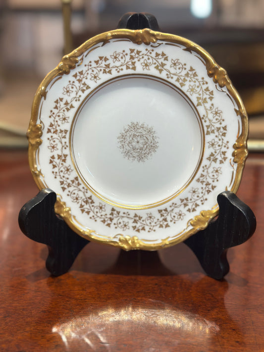 Coalport Gilt Floral Luncheon Plate – Bone China, Scalloped Edge