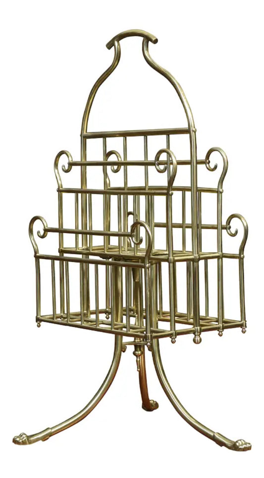 Vintage Brass Magazine Rack
