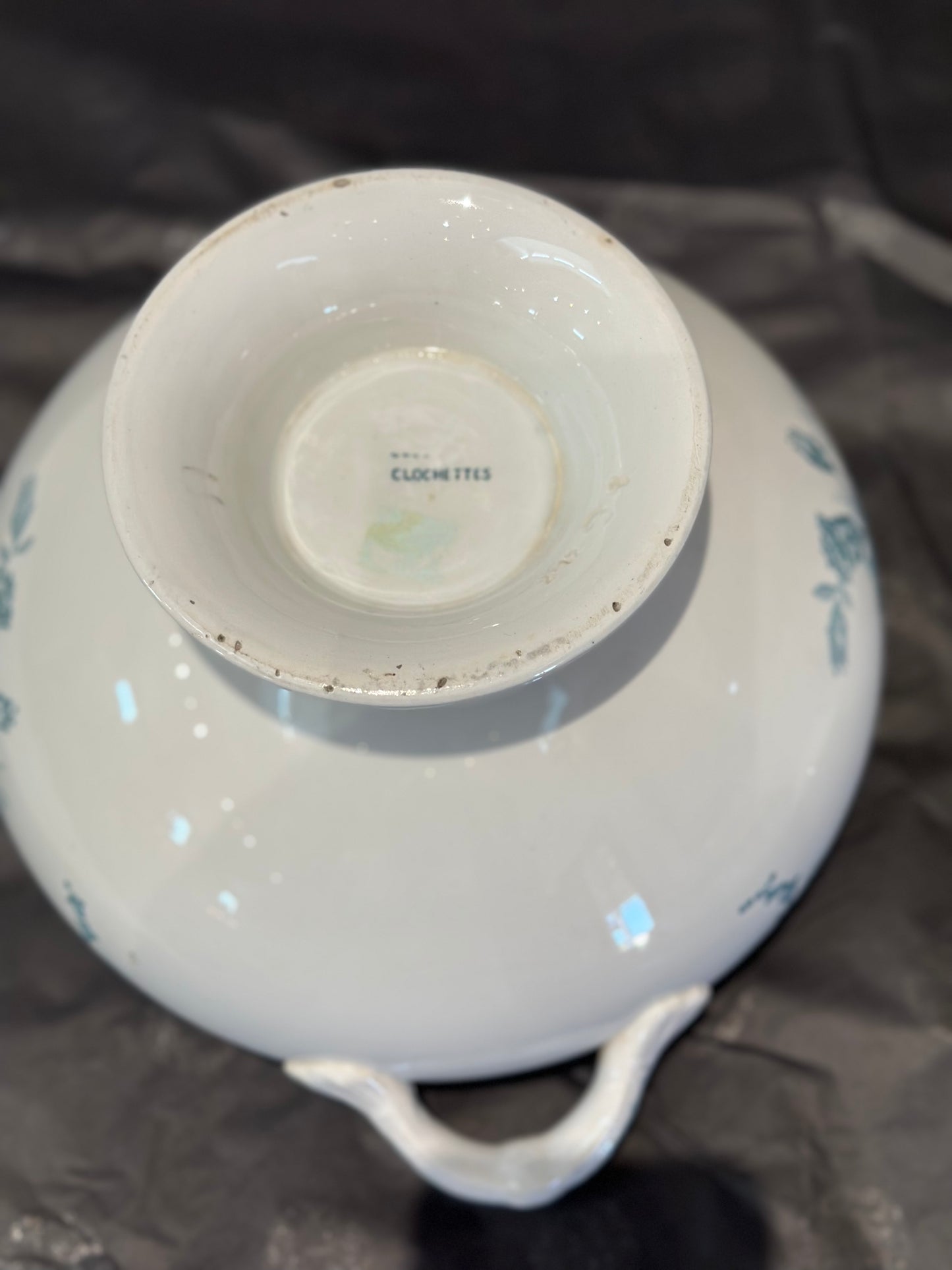 Antique French Ironstone Soup Tureen “Clochettes” Pattern, Blue Floral