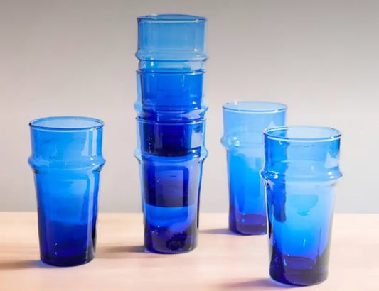 Extra Large Moroccan Hand Blown Glass Blue