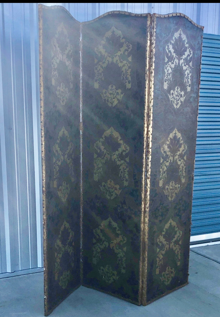 Italian Leather 3 panel Screen or Room Divider