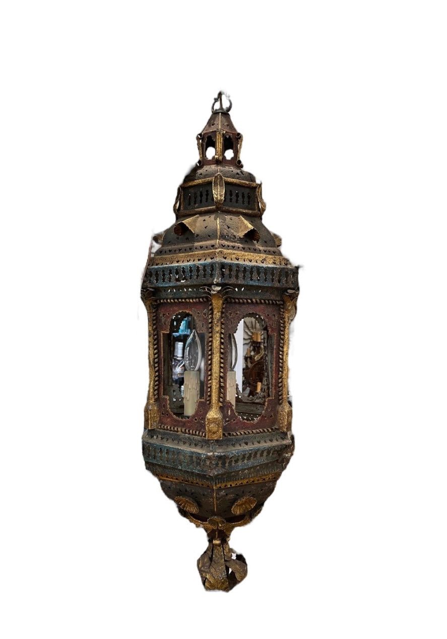 Original 18th Century Venetian Punched Metal Lantern