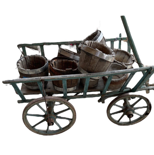 Antique Green Wooden Goat Cart