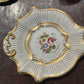 Antique Porecelain Dessert Plate with Gilded Detail and Hand Painted Florals
