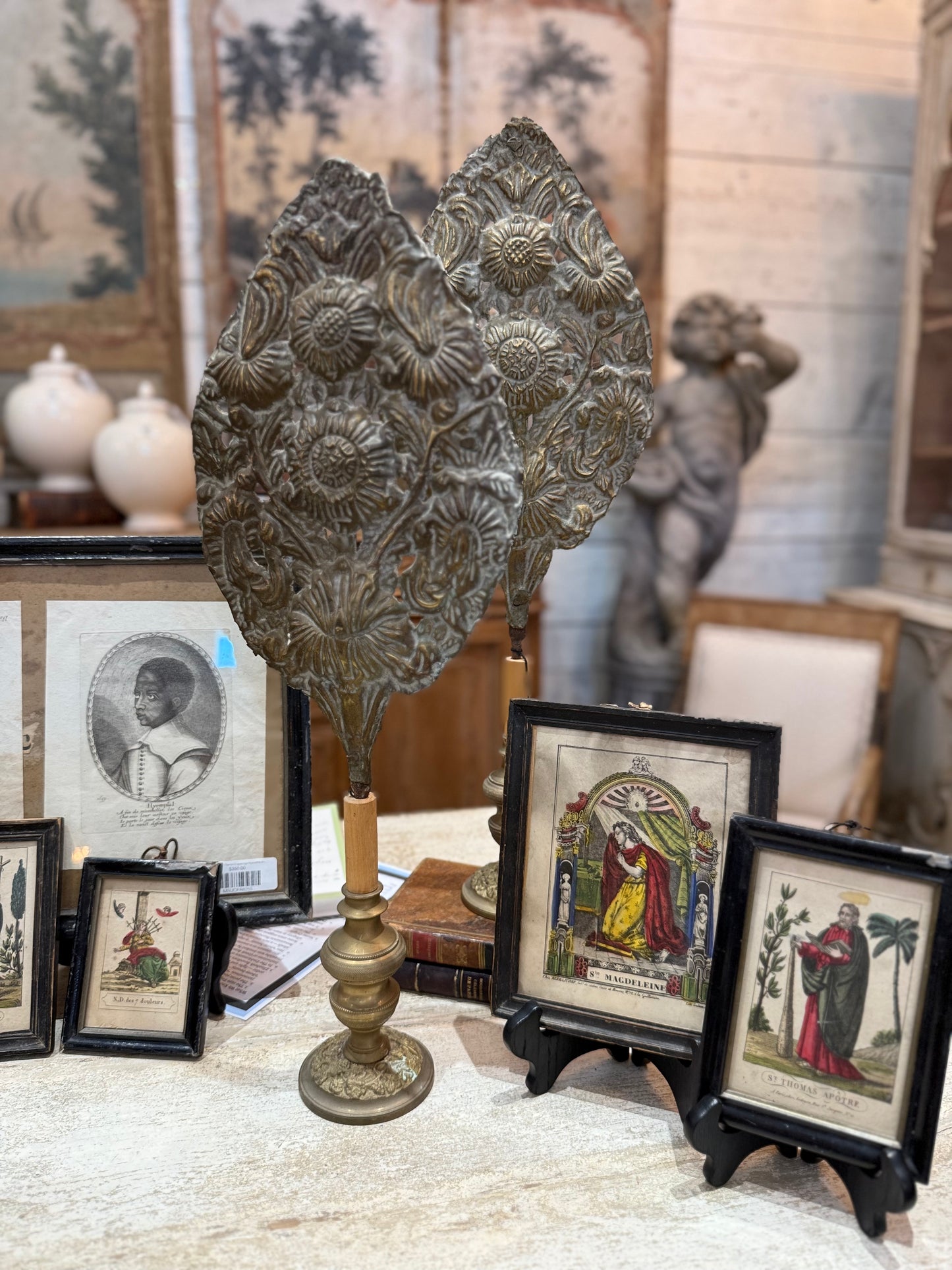 Pair of 19th C. French Repousse Altar Finials