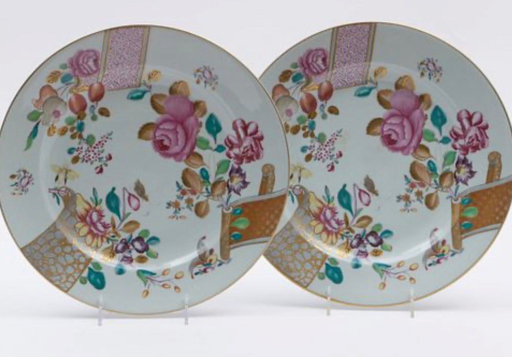 Mottahedeh “Lowestoft Rose” Porcelain Dinnerware & Serving Pieces