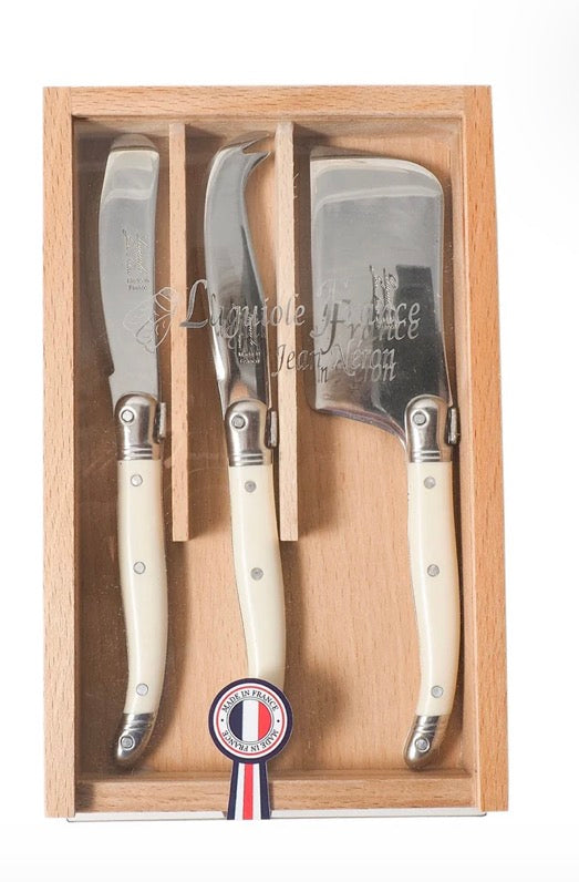 Laguiole 3 Piece Mini Cheese Utensil Set Ivory
