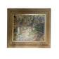 Mid-Century Artist Signed 1950 Oil on Canvas Park Man on Bicycle