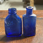 Vintage Cobalt Blue Milk of Magnesia and Plain Glass Bottle