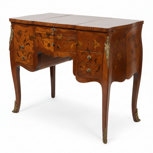 Louis XV Tulipwood, Kingwood, Maple and Holly Marquetry Coiffeuse, Late 19th Century
