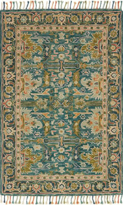 #122 Teal Floral Rug