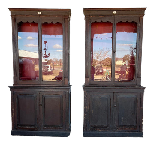 French Pharmacy Cabinets with Original Paint 1860 97" x 16" x 48"