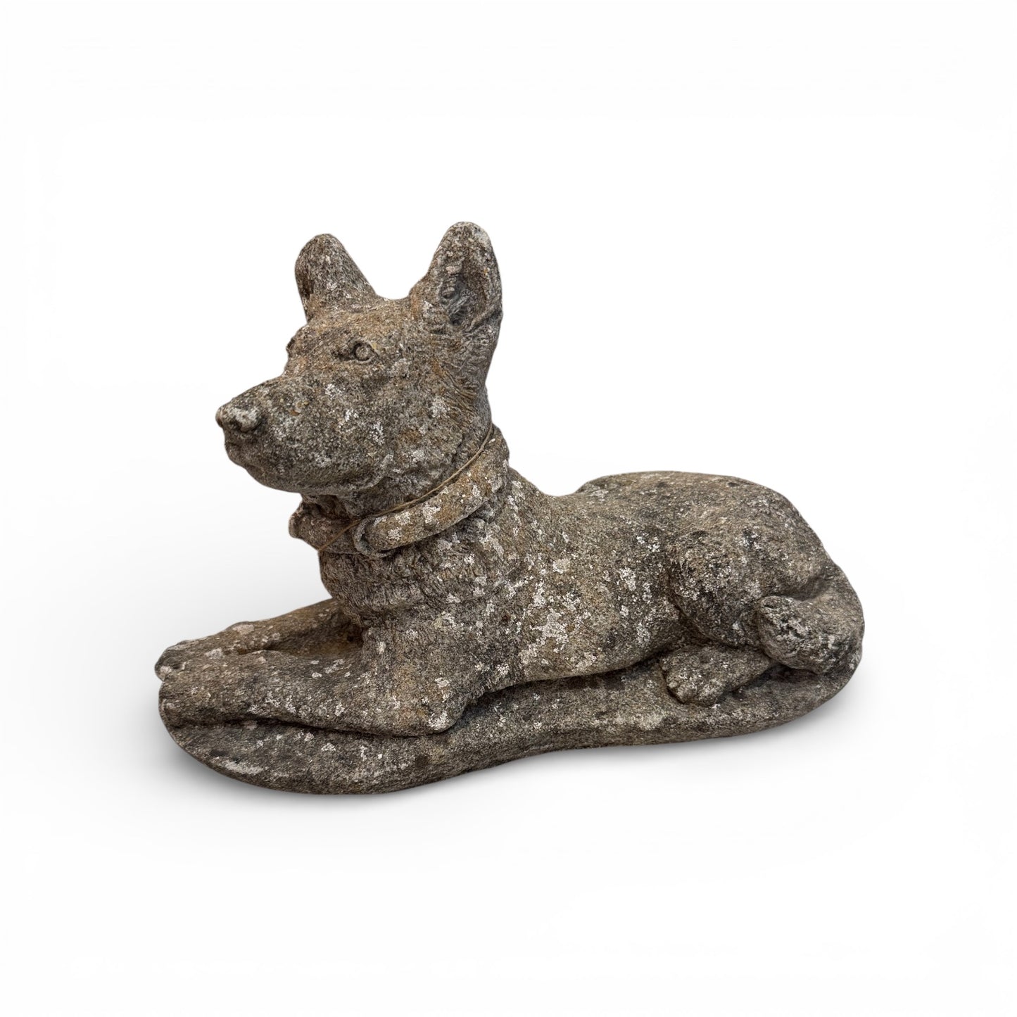 Stone Dog in Repose with Perky Ears