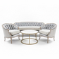 French Louis XV Style Tufted Settee in Silver Velvet Upholstery