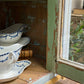 Blue 2 piece French Cabinet with Glass Doors