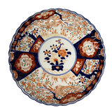 Hand Decorated Meiji Period Imari Scallop Edge Plate with Central Circular Floral Scene