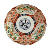 Lotus Shaped Meiji Period Imari Plate Decorated with Three Panels of Anemones