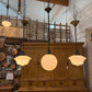 Rare 1930s Globe Schoolhouse Pendant Light with Original Forged Iron Chain