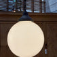Rare 1930s Globe Schoolhouse Pendant Light with Original Forged Iron Chain