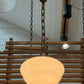 Rare 1930s Dish / Flying Saucer Schoolhouse Pendant with Original Forged Iron Chain