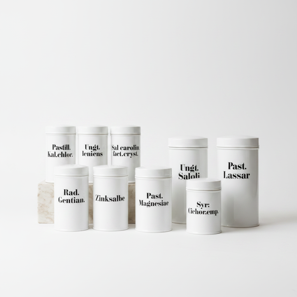 Late 19th to Early 20th Century Continental European Porcelain Apothecary Jars, Set of Ten